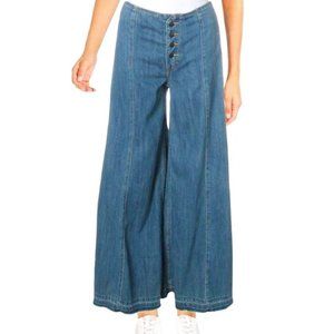 Free People Womens Denim Button Fly Bell Bottom 27